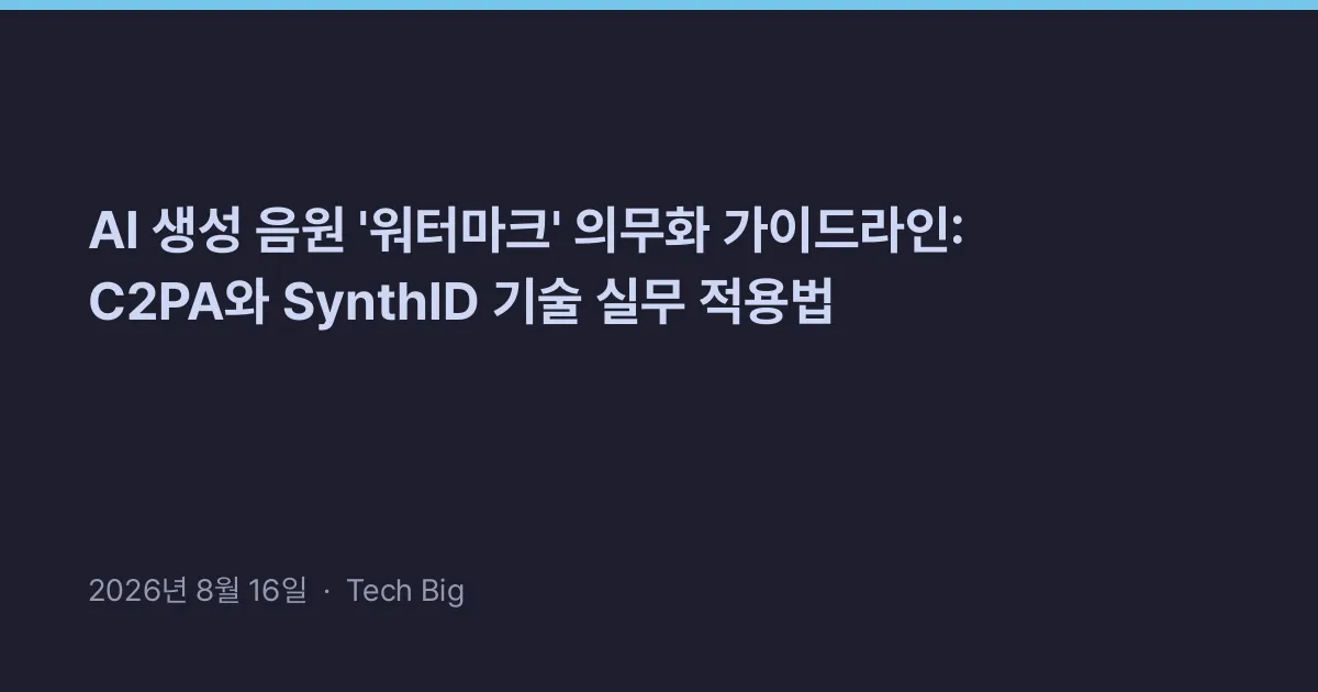 Thumbnail for AI 생성 음원 '워터마크' 의무화 가이드라인: C2PA와 SynthID 기술 실무 적용법