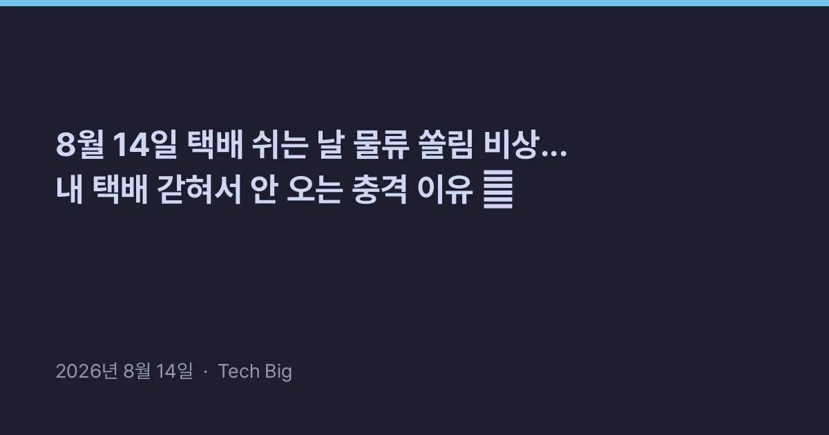 Thumbnail for 8월 14일 택배 쉬는 날 물류 쏠림 비상... 내 택배 갇혀서 안 오는 충격 이유 📦