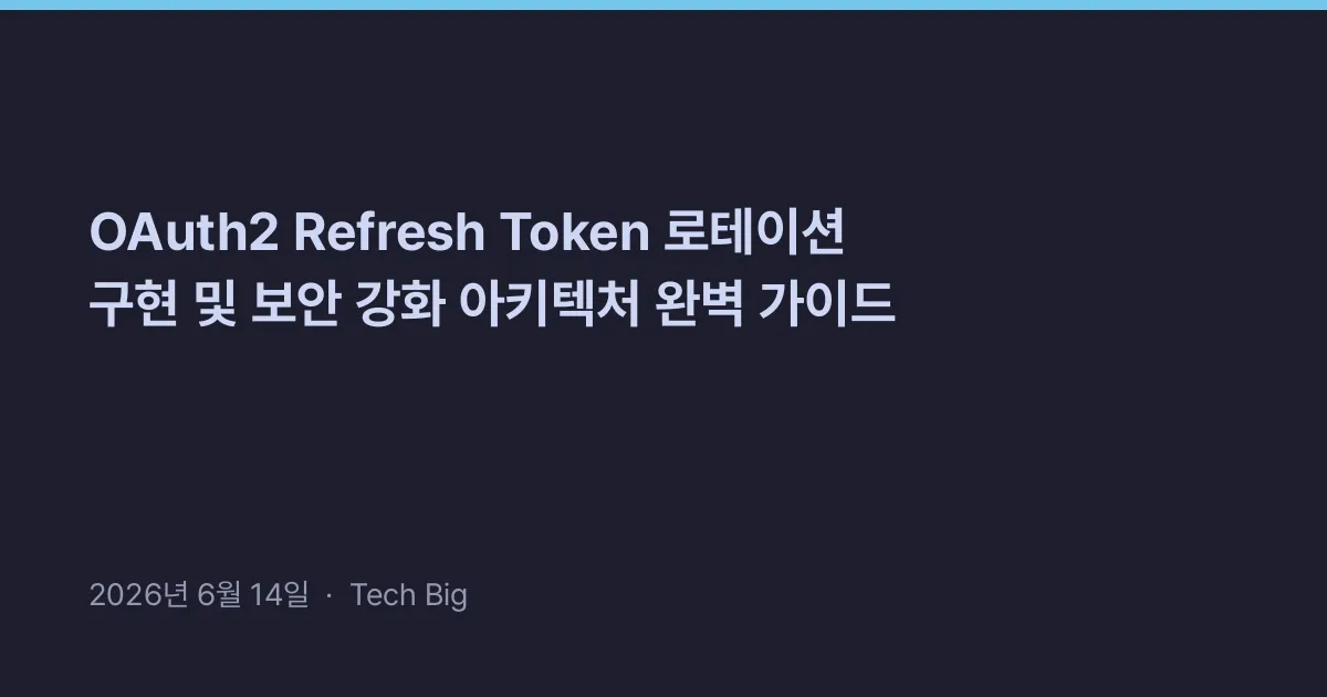 Thumbnail for OAuth2 Refresh Token 로테이션 구현 및 보안 강화 아키텍처 완벽 가이드