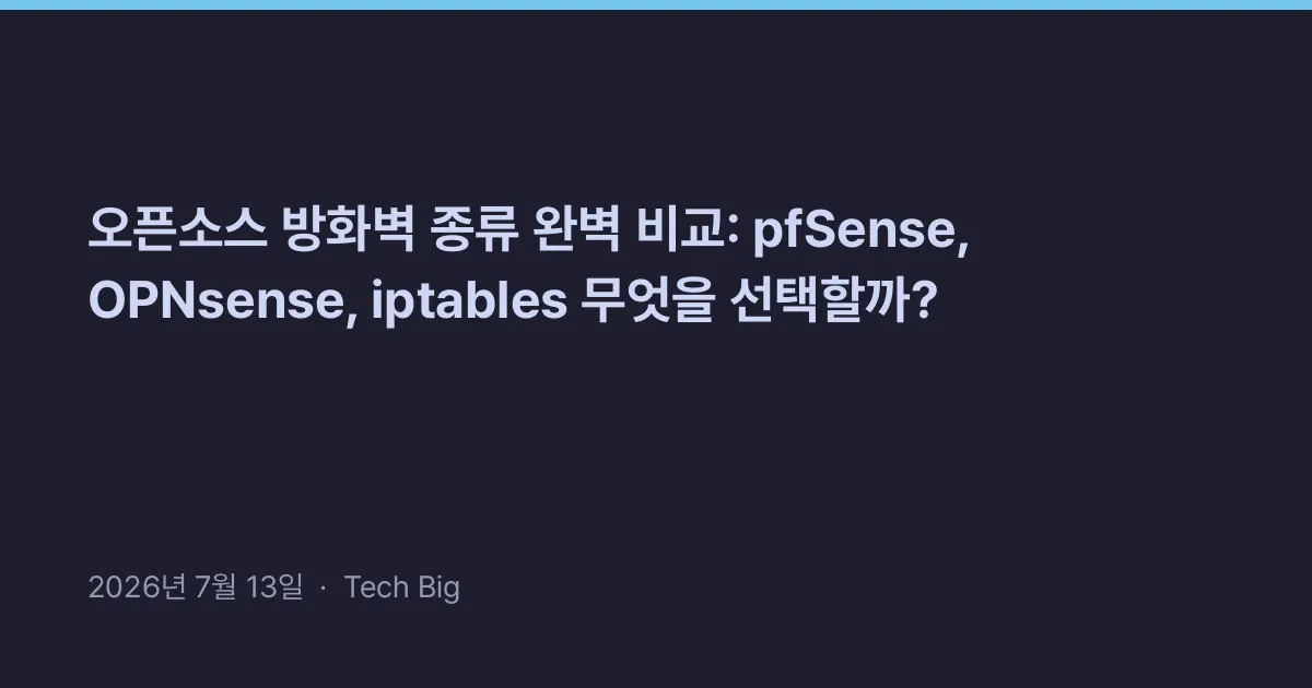 Thumbnail for 오픈소스 방화벽 종류 완벽 비교: pfSense, OPNsense, iptables 무엇을 선택할까?
