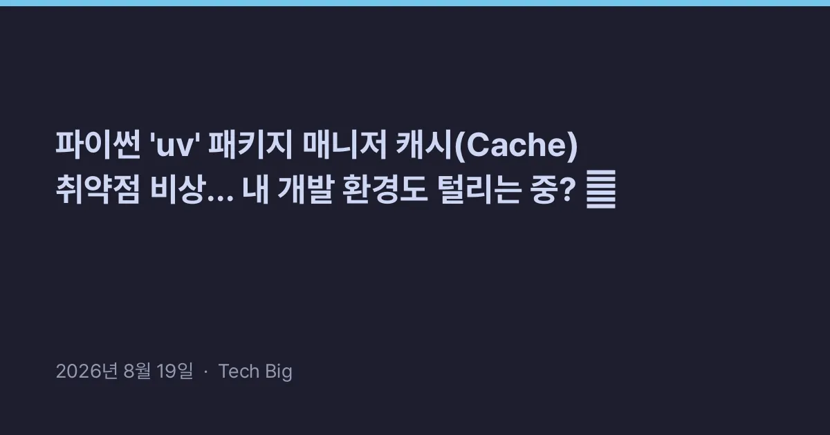 Thumbnail for 파이썬 'uv' 패키지 매니저 캐시(Cache) 취약점 비상... 내 개발 환경도 털리는 중? 😱