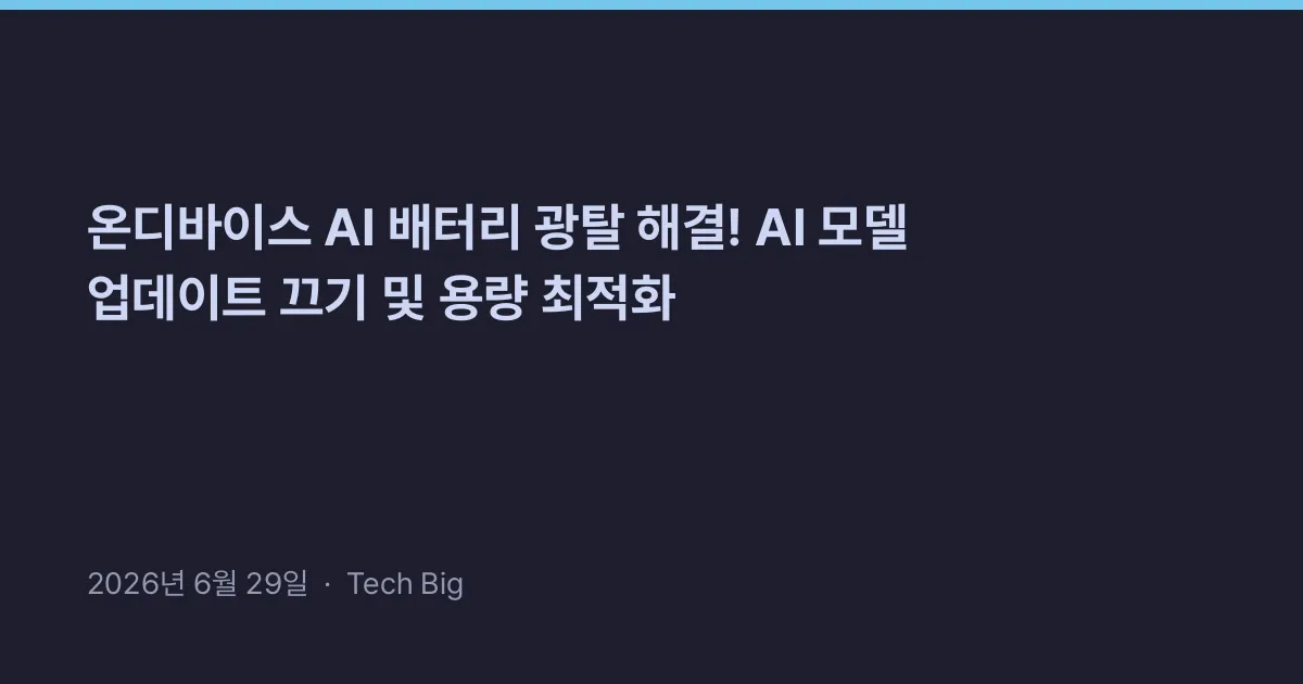 Thumbnail for 온디바이스 AI 배터리 광탈 해결! AI 모델 업데이트 끄기 및 용량 최적화