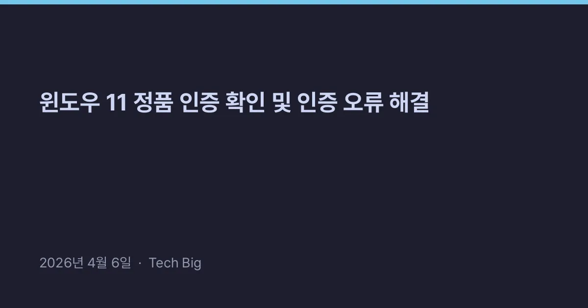 Thumbnail for 윈도우 11 정품 인증 확인 및 인증 오류 해결